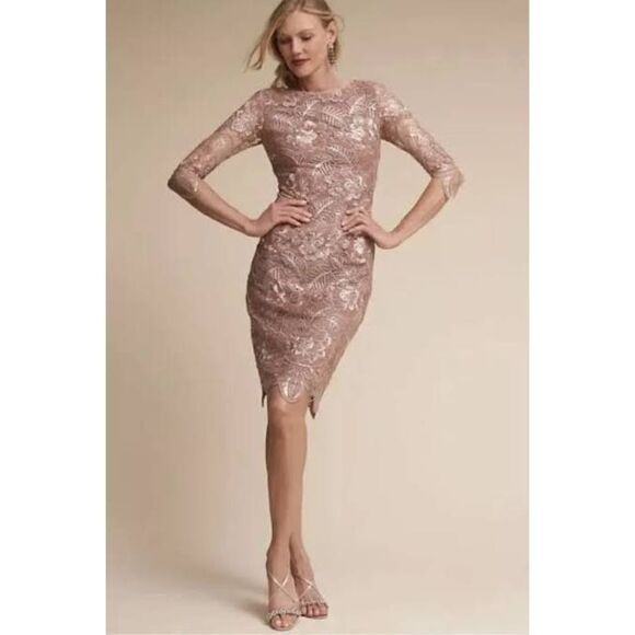 BHLDN Mackenzie Embroidered Metallic Rose Gold Size 14 - Picture 1 of 8